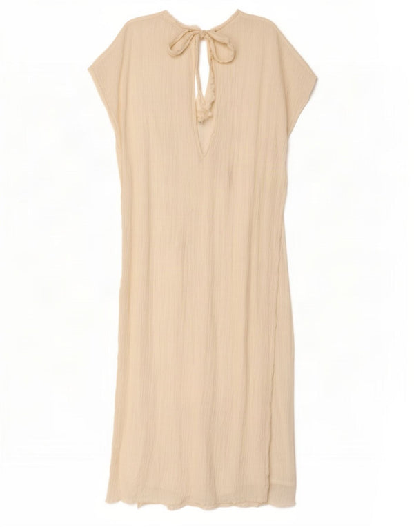 Vestido maxi feminino sem mangas Zara UK 14 linho branco médio