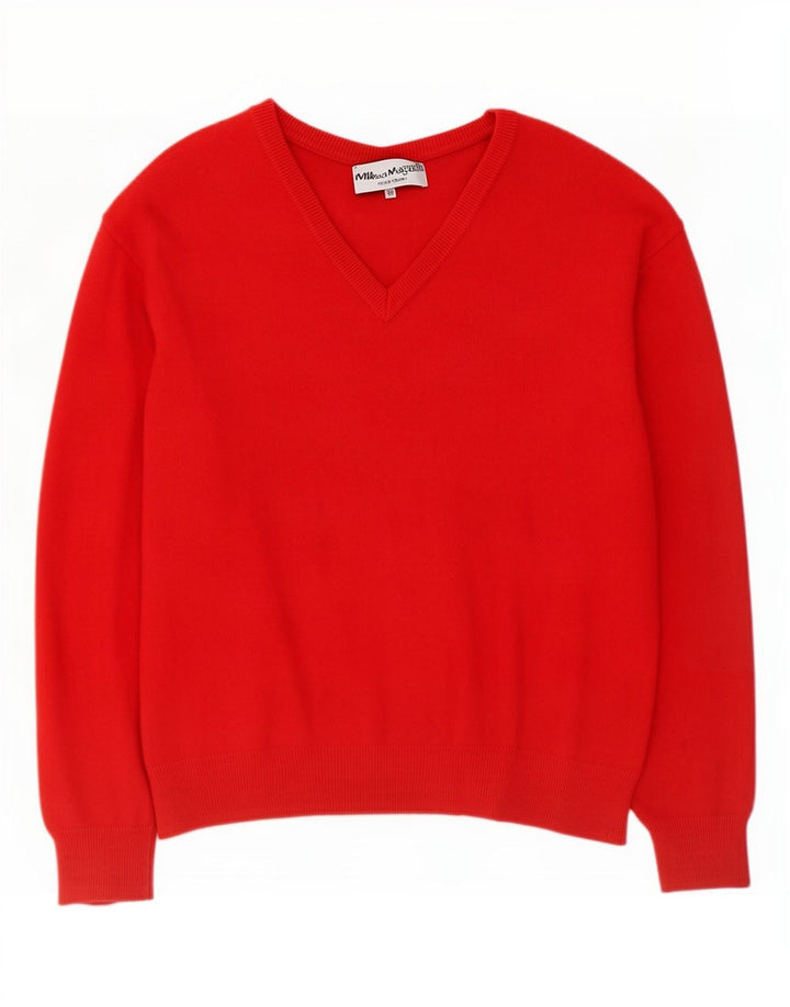 Suéter feminino vintage com decote em V IT 50 XL vermelho