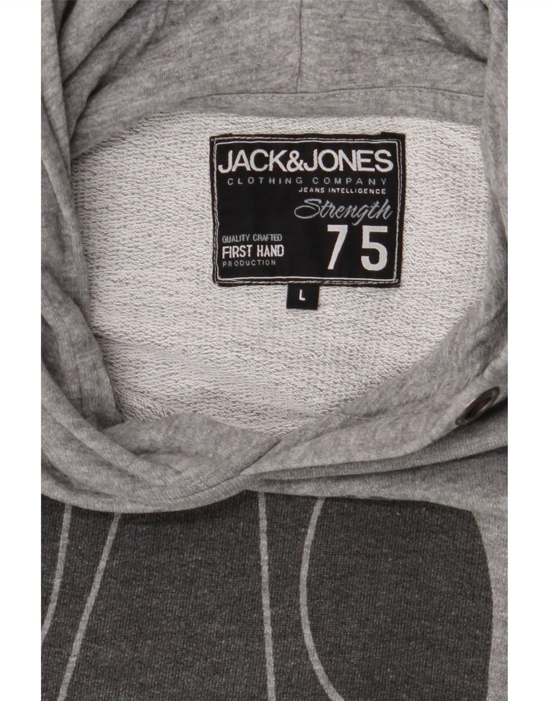 JACK & JONES Mens Graphic Hoodie Jumper Large Grey Cotton Vintage Jack & Jones and Second-Hand Jack & Jones from Messina Hembry 