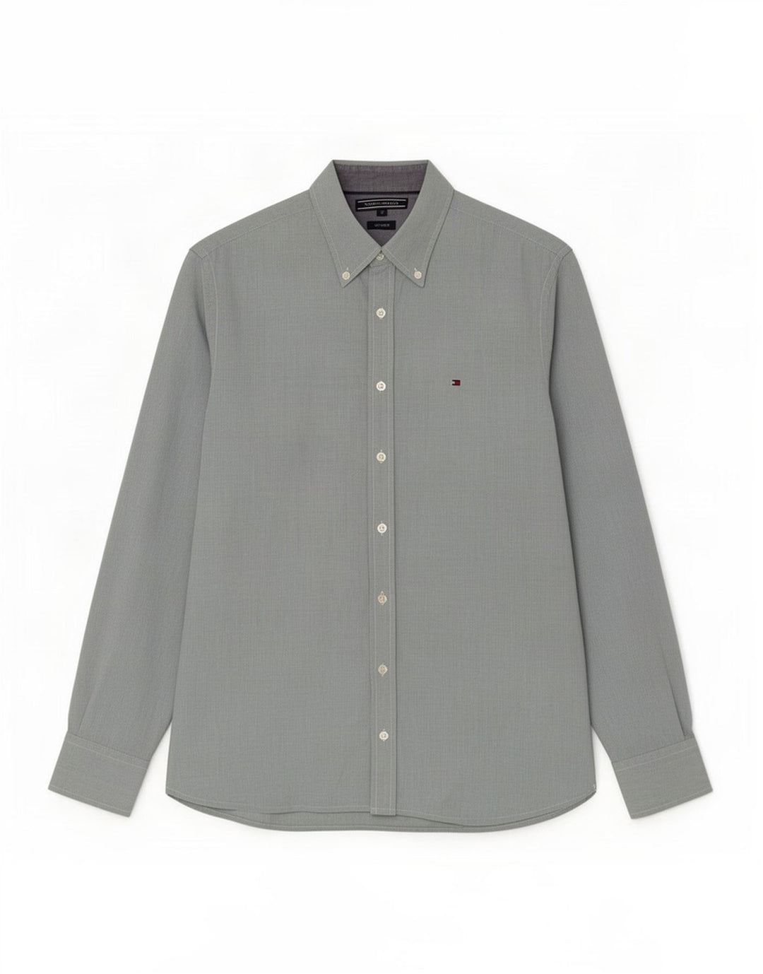Camisa masculina Tommy Hilfiger Custom Fit de algodão verde médio