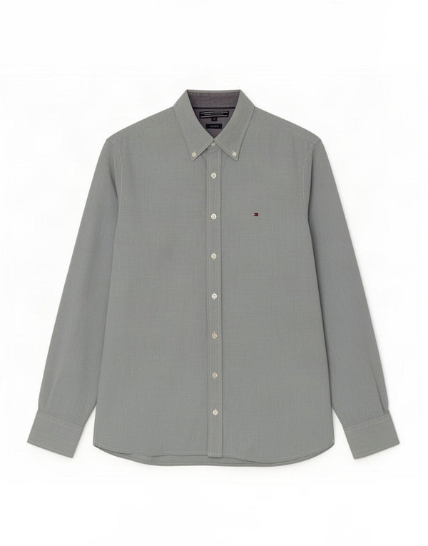 Camisa masculina Tommy Hilfiger Custom Fit de algodão verde médio