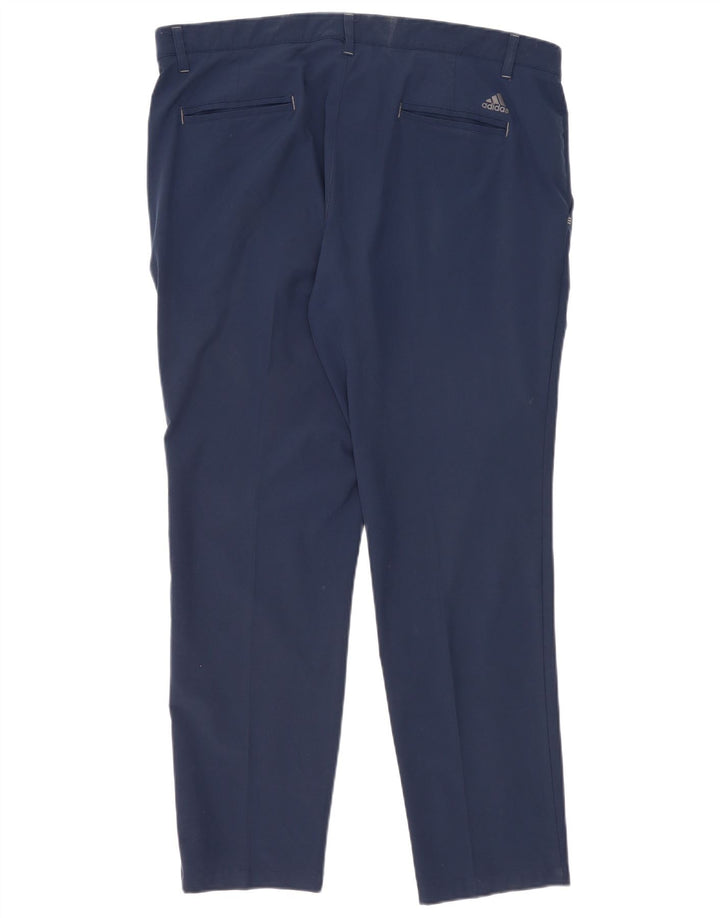Adidas Mens Slim Chino Calças W38 L30 Poliéster Azul Marinho