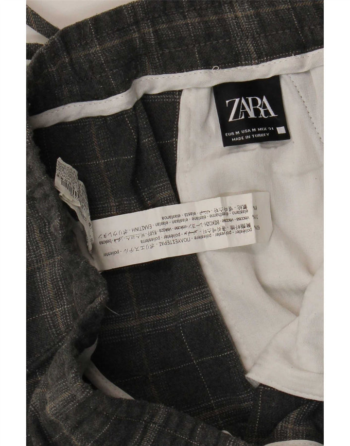 Calça Chino Cônica Masculina Zara Médio W31 L27 Poliéster Xadrez Cinza