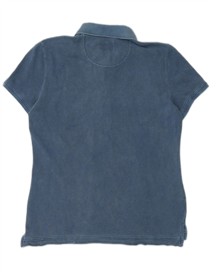 Camisa polo feminina Lacoste tamanho 40 algodão azul médio