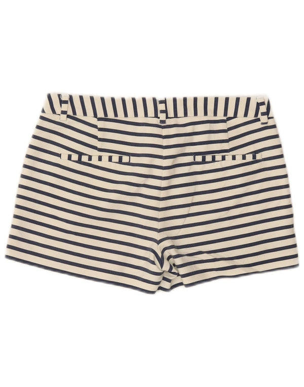 Zara Womens Chino Shorts Pequeno W26 Algodão Listrado Branco