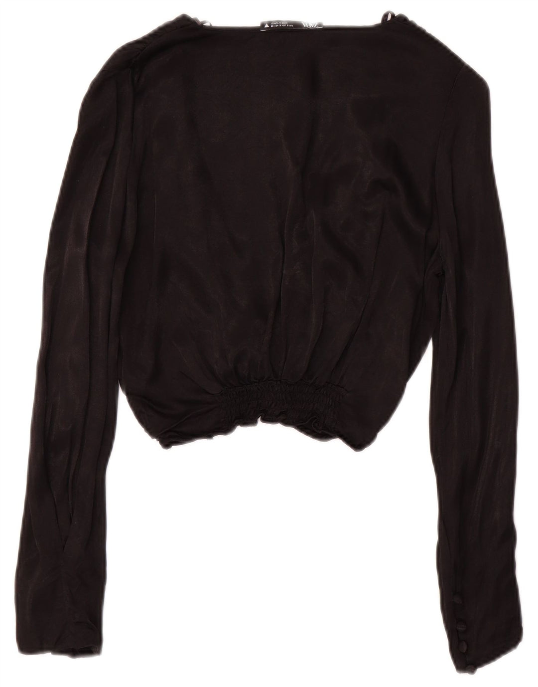 Zara Womens Long Sleeve Crop Top Reino Unido 10 Pequeno Preto