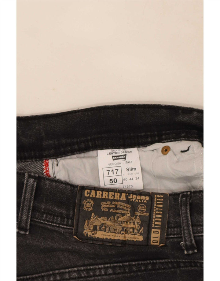 Carrera Mens 717 Distressed Slim Jeans W34 L32 Algodão Preto
