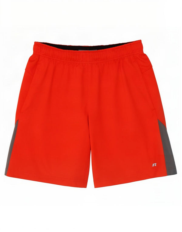 Russell Athletic Mens Sport Shorts Medium Red Colourblock Polyester