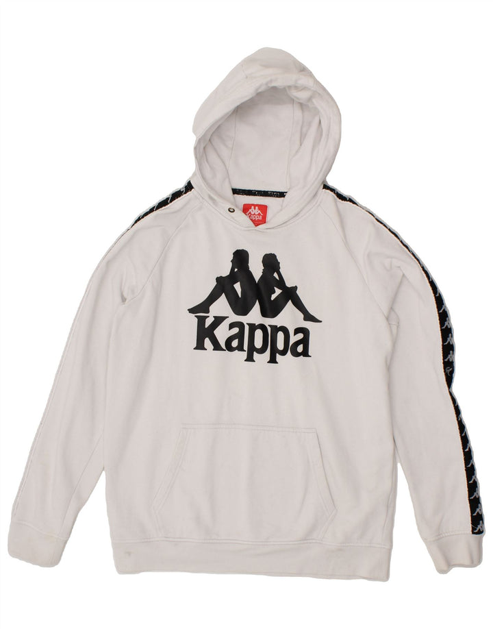 KAPPA Womens Graphic Hoodie Jumper UK 18 XL White Cotton Vintage Kappa and Second-Hand Kappa from Messina Hembry 