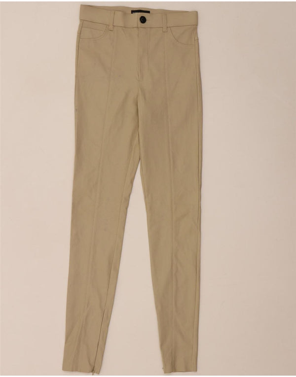 Calça feminina casual skinny Zara pequena W26 L29 bege viscose