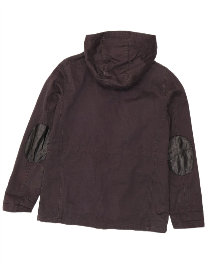Jaqueta utilitária feminina com capuz Topshop Reino Unido 10 algodão preto pequeno