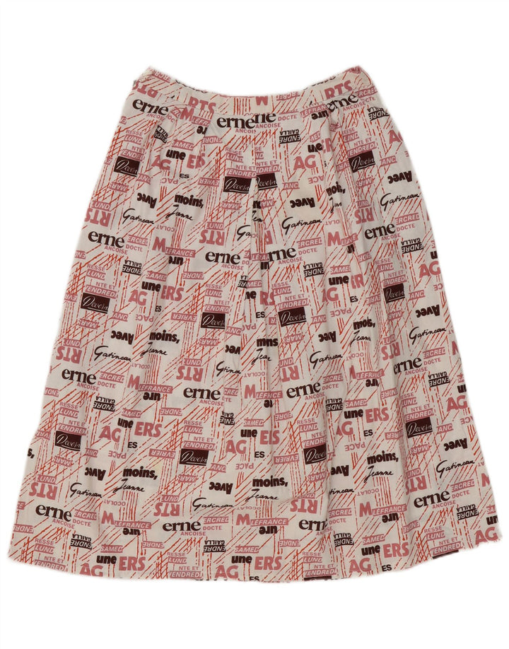 Saia feminina vintage estampada cintura alta evasê W28 média multicolorida