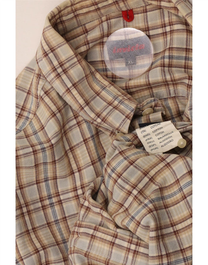 Camisa masculina Invicta XL algodão xadrez bege