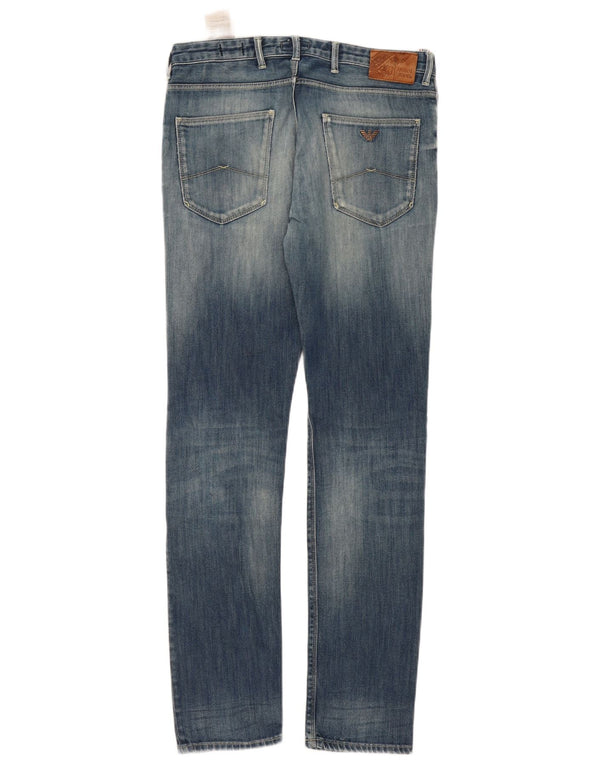 Armani feminino justo desgastado jeans W32 L32 algodão azul