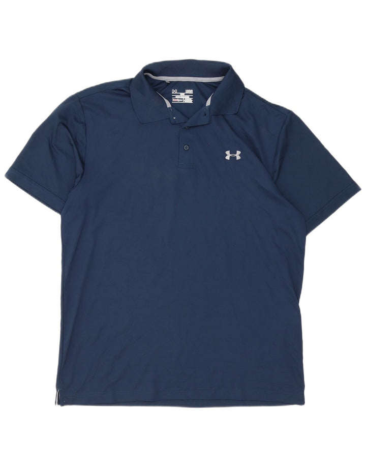 Camisa polo masculina Under Armour Heat Gear grande poliéster azul marinho