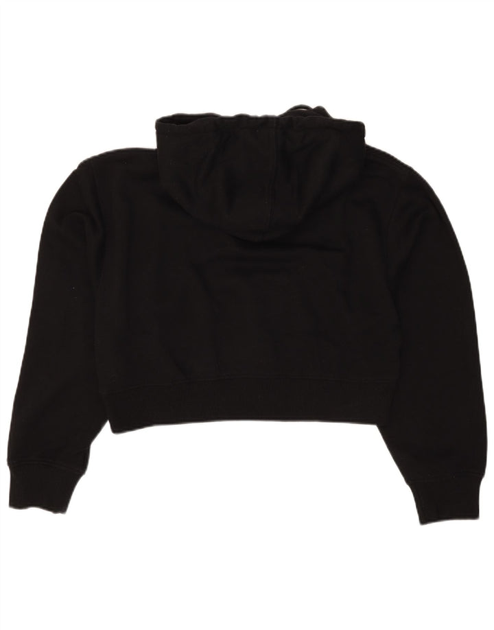 Zara Womens Crop Hoodie Jumper UK 14 Médio Preto Poliéster