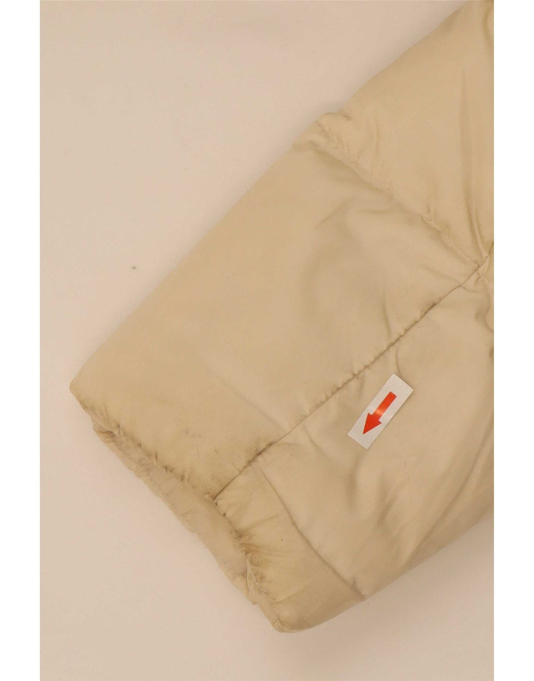 Casaco acolchoado com capuz grande Zara feminino UK 6 XS poliéster bege