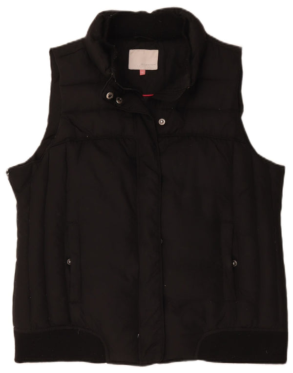 Colete acolchoado feminino John Lewis UK 16 grande poliéster preto