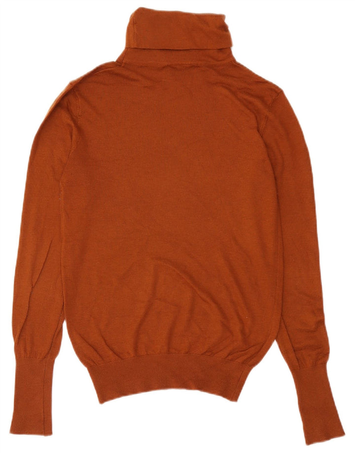 Zara Suéter feminino com gola redonda e gola alta Reino Unido 12 marrom médio