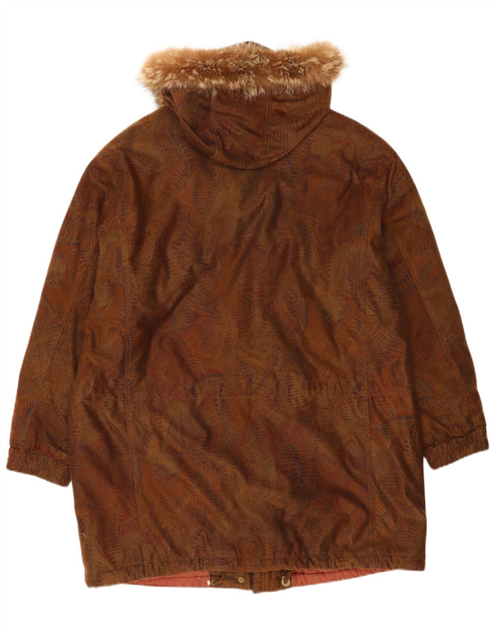 Casaco corta-vento feminino vintage com capuz grande UE 42 grande marrom