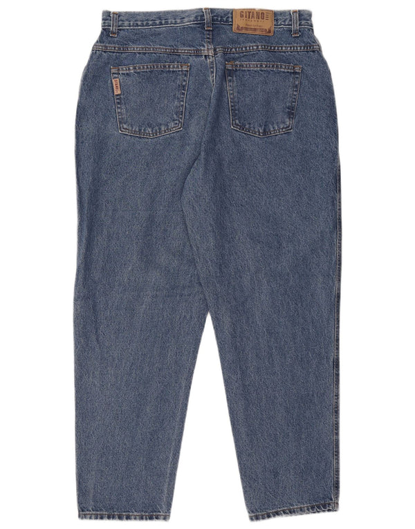 Gitano Jeans feminino cintura alta cônico EUA 16 2XL W34 L29 algodão azul