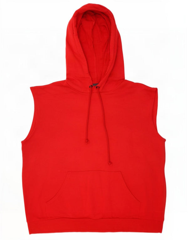 Zara moletom masculino sem mangas solto com capuz pequeno vermelho