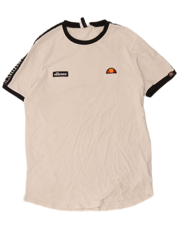 Camiseta masculina Ellesse com estampa gráfica grande de algodão branco esbranquiçado