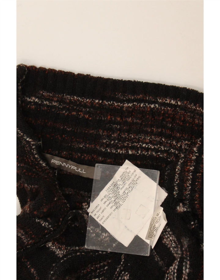 Suéter feminino Penny Pull com gola xale, Reino Unido 8, lã manchada marrom pequena