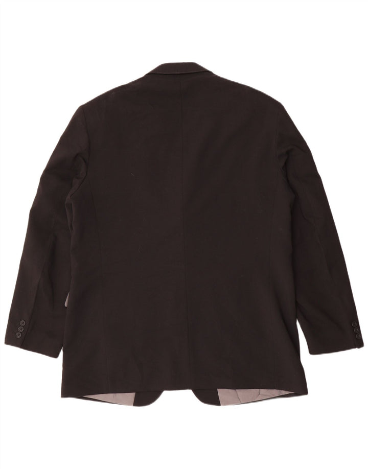 Jaqueta blazer masculina de 3 botões Marks & Spencer Reino Unido 44 XL preto poliéster
