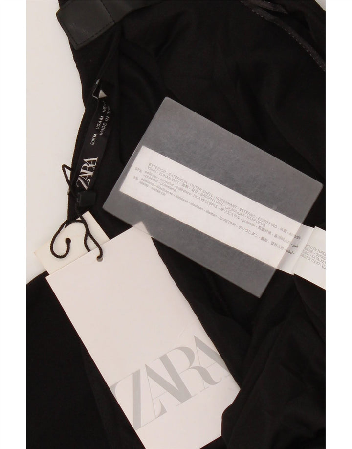Vestido feminino Zara com bainha de manga comprida UK 12 poliéster preto médio