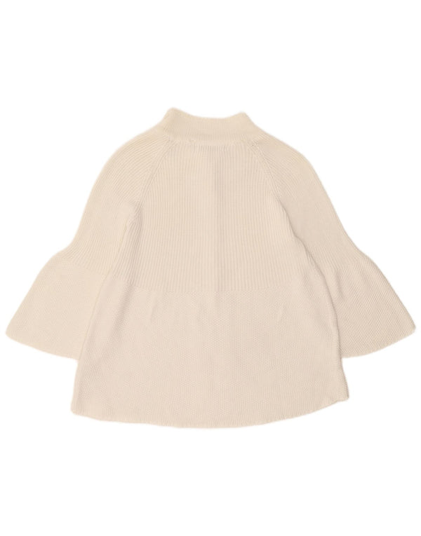 Suéter cardigã feminino Zara manga 3/4 Reino Unido 14 grande algodão branco