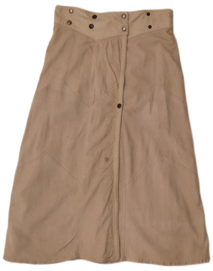 Saia feminina de couro Pret-a-Porter IT 40 pequena W26 bege
