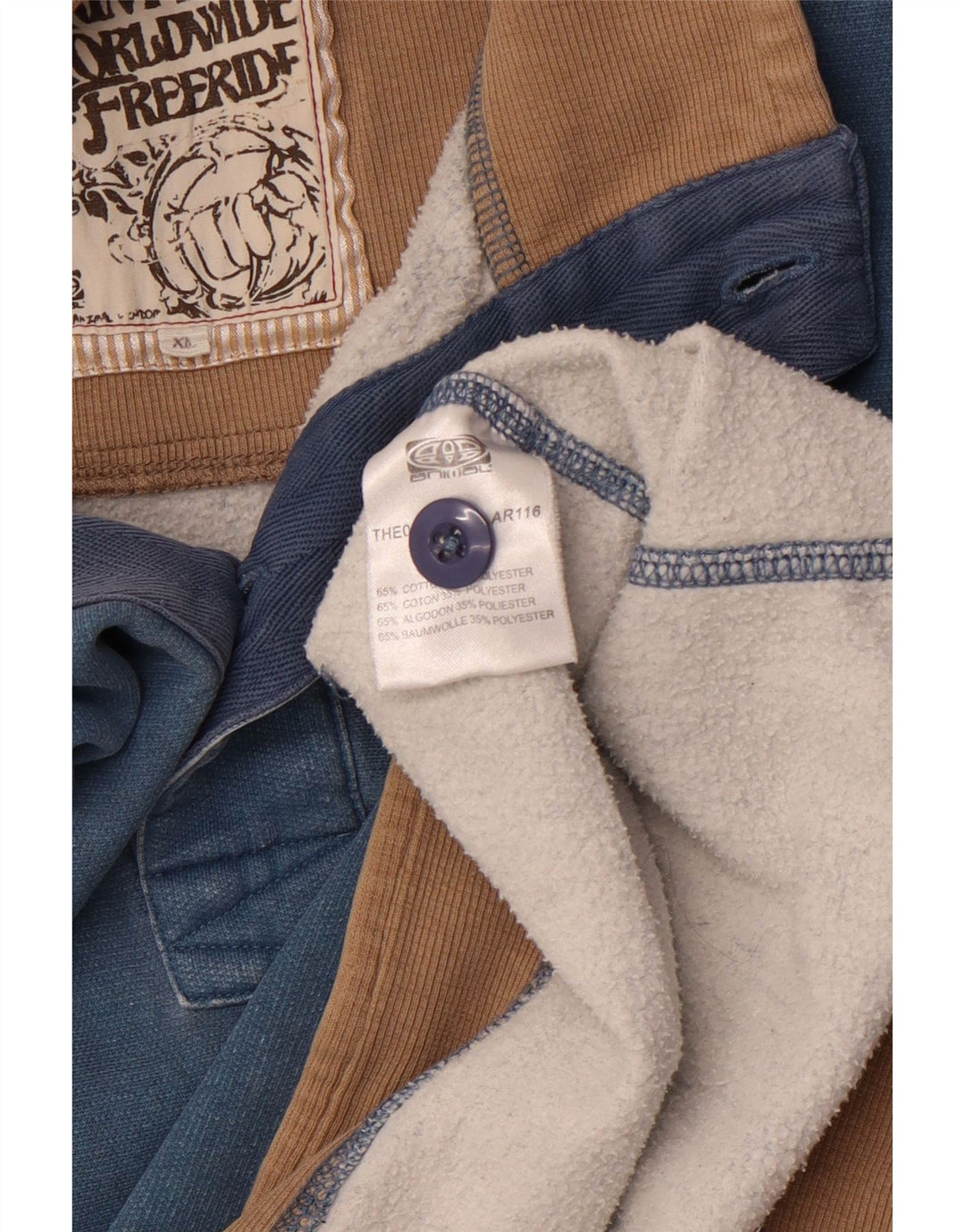 ANIMAL Suéter masculino com gola com botão e algodão azul XL