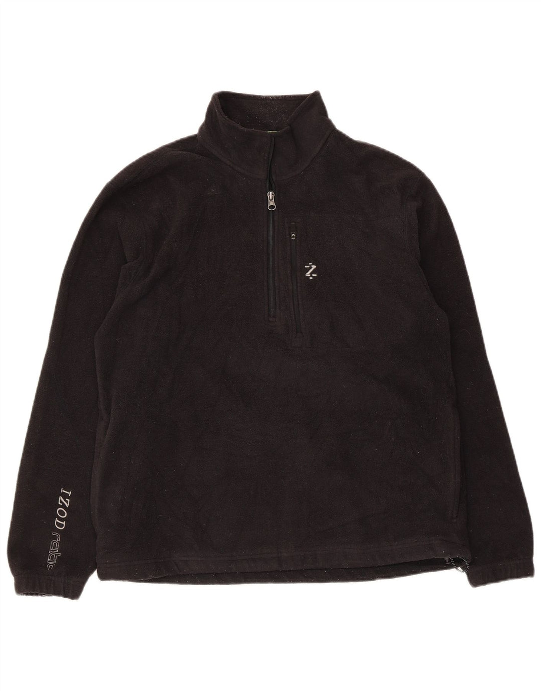 Suéter masculino Izod com zíper e gola em lã, médio, preto, poliéster