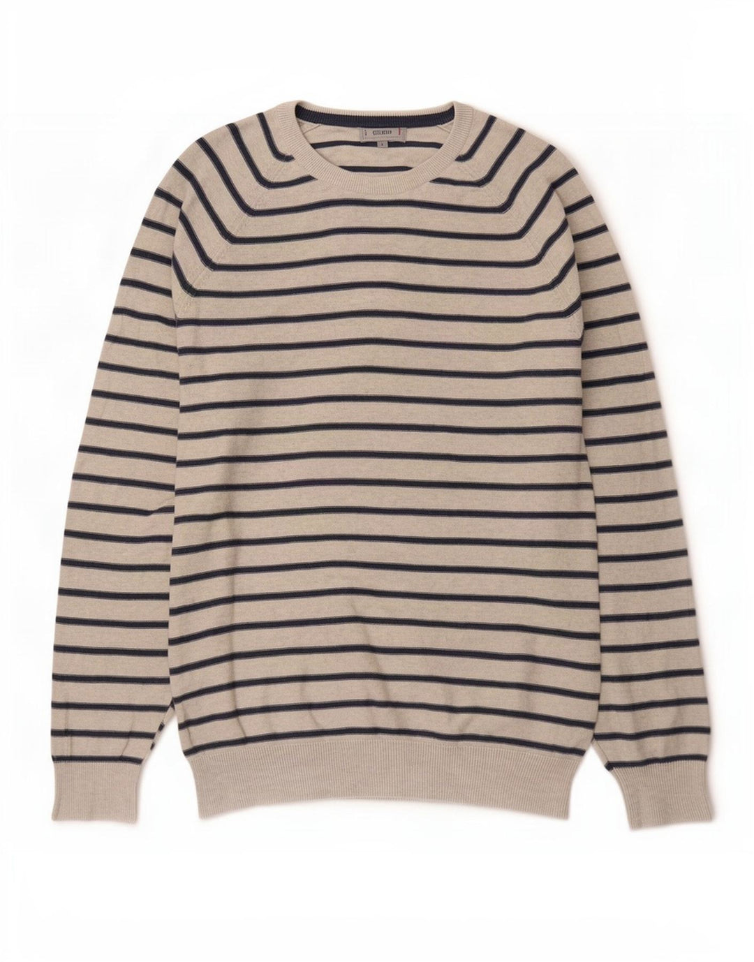 Suéter masculino Marks & Spencer com gola canoa grande listrado cinza