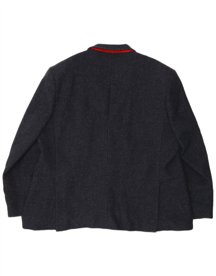 Jaqueta blazer masculina Shetland com 2 botões tamanho 52 3XL lã azul marinho
