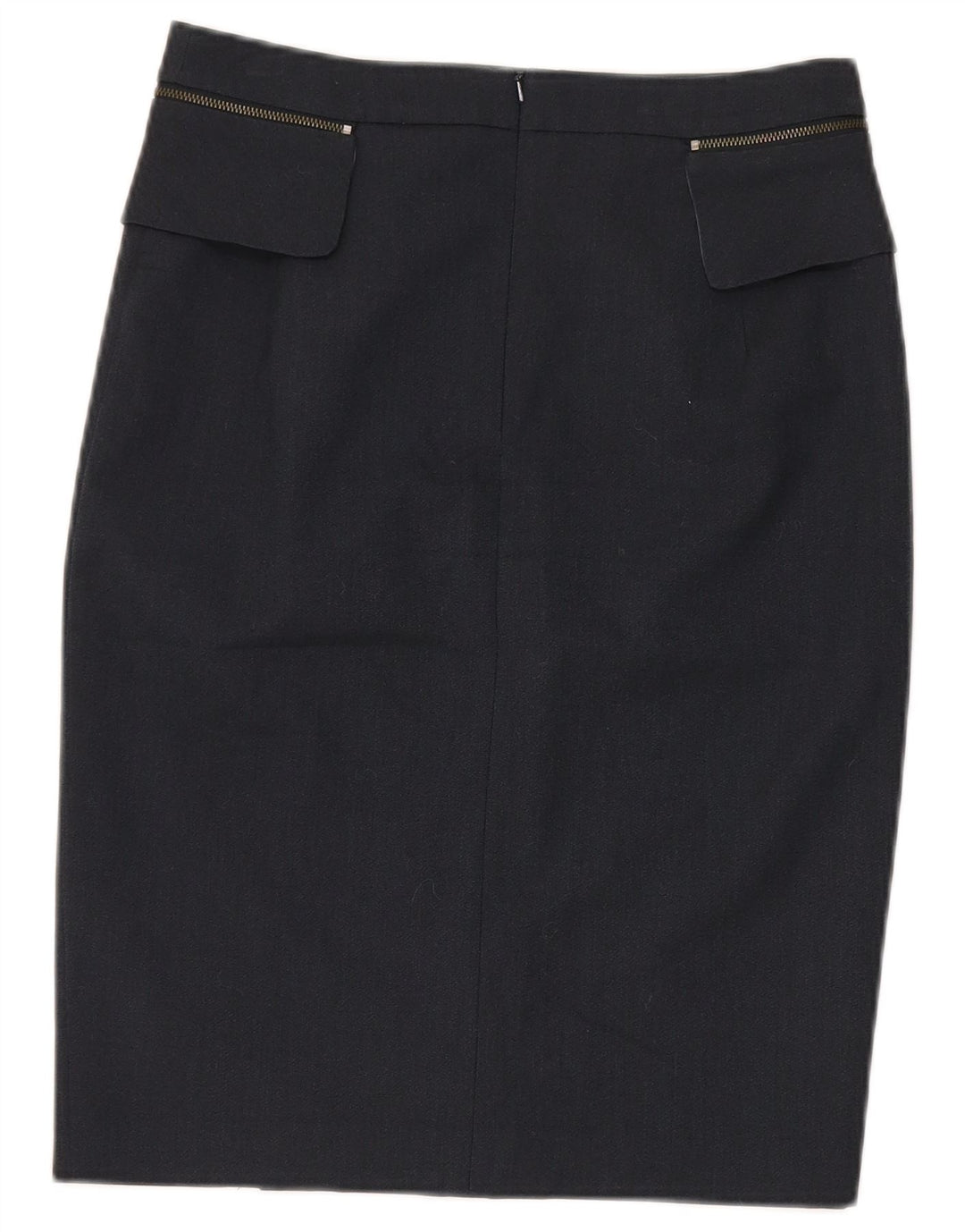 Saia lápis feminina Oasis UK 10 pequena W28 poliéster azul marinho