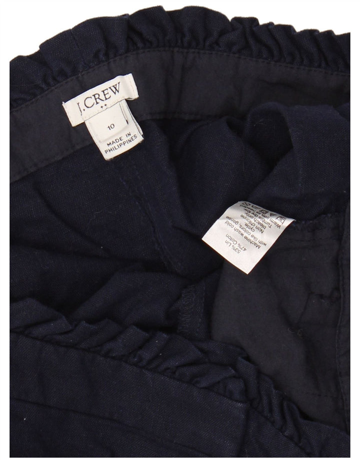 J. CREW Shorts Chino feminino de cintura alta US 10 Grande W30 Linho Azul Marinho