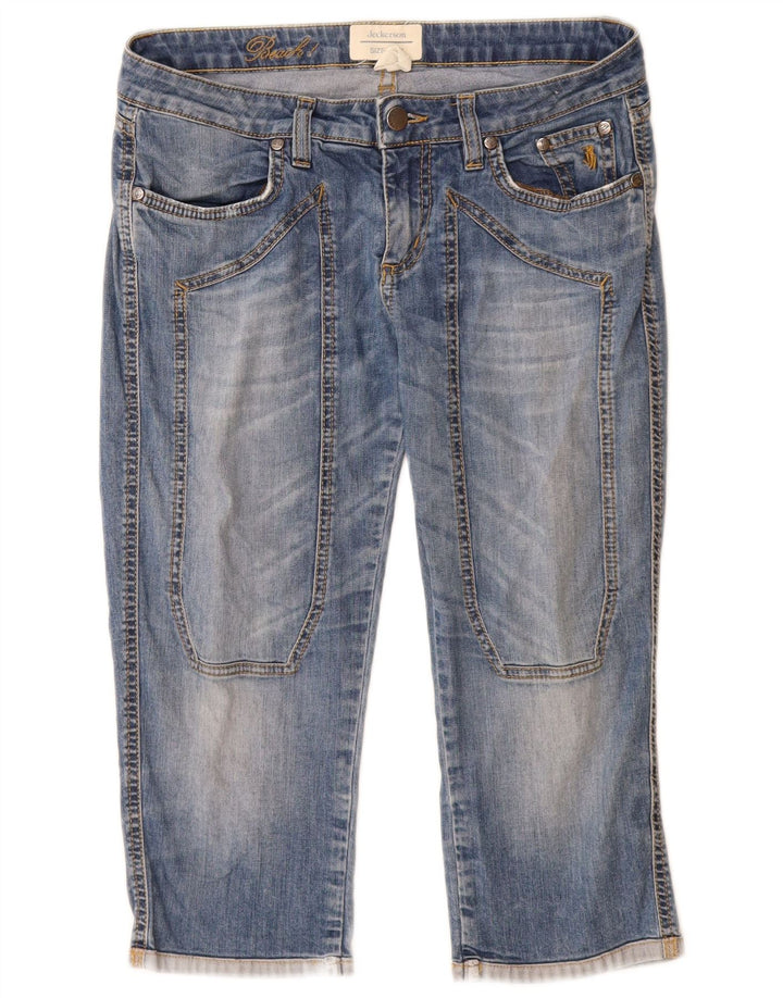Jeckerson feminino praia capri jeans W28 L19 algodão azul