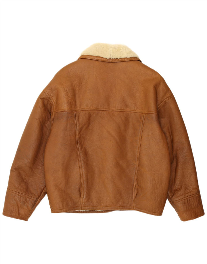 Jaqueta masculina vintage Shearling UK 38 Shearling marrom médio