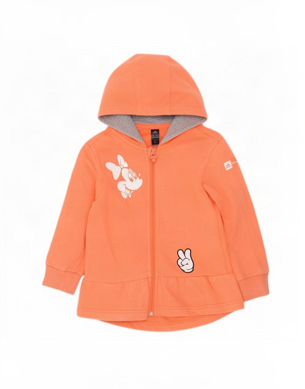 Suéter Adidas Baby Girls Disney Graphic Zip com capuz 18-24 meses laranja