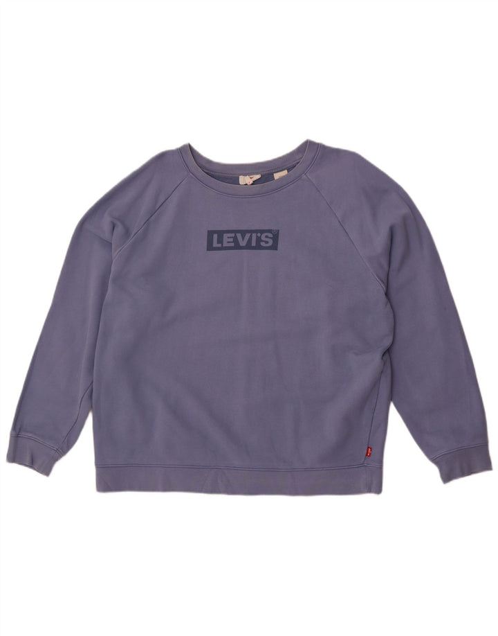 Levi's Womens Oversized Crop Graphic Moletom Jumper Reino Unido 16 Grande Azul