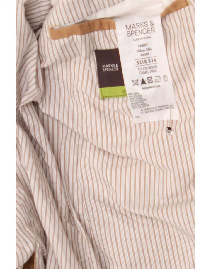 Jaqueta blazer masculina de 2 botões Marks & Spencer Reino Unido 40 linho bege médio