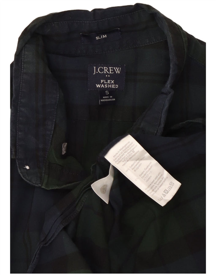 J. Crew Camisa masculina slim pequena de algodão xadrez verde