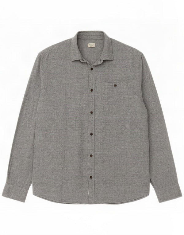 Camisa masculina de flanela Jack & Jones XL algodão manchado cinza