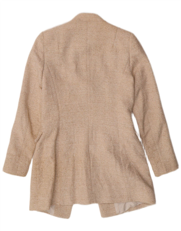 ZARA Womens Open Blazer Jacket UK 12 Médio Off White Algodão