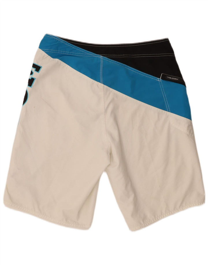 Shorts de natação masculino Volcom Graphic grande bloco colorido branco