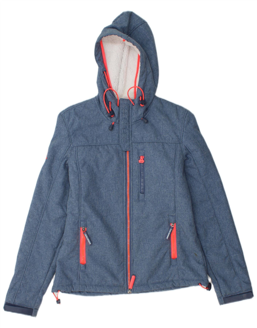 Jaqueta corta-vento feminina SUPERDRY Windtrekker com capuz Sherpa Reino Unido 6 XS azul