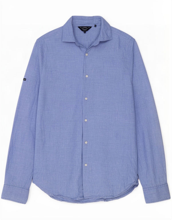 Camisa masculina Superdry Linho manchado azul médio