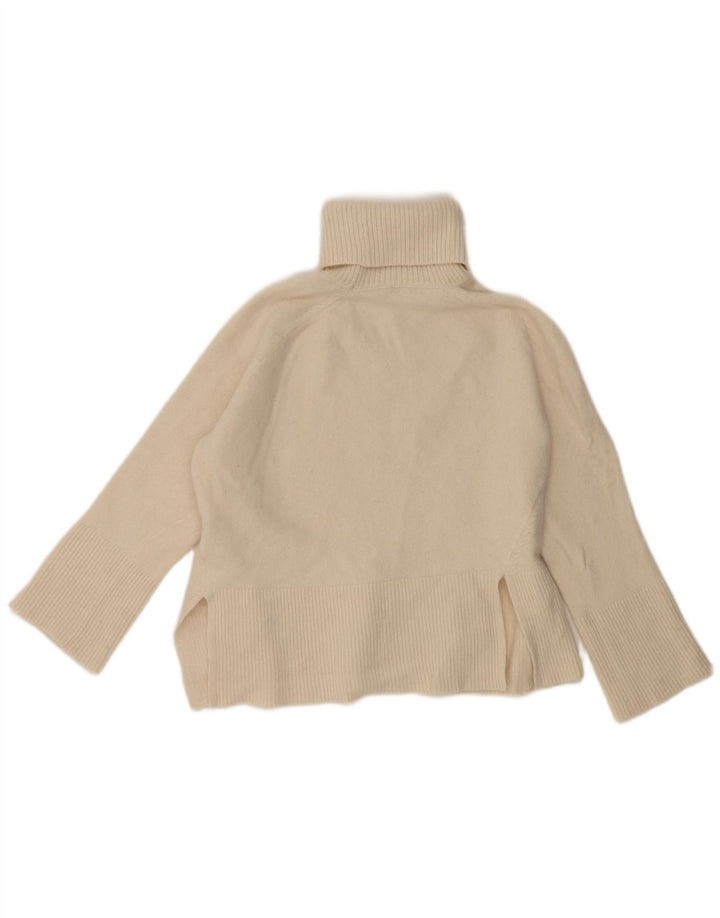 Suéter feminino Reiss com gola redonda e lã branca média UK 14
